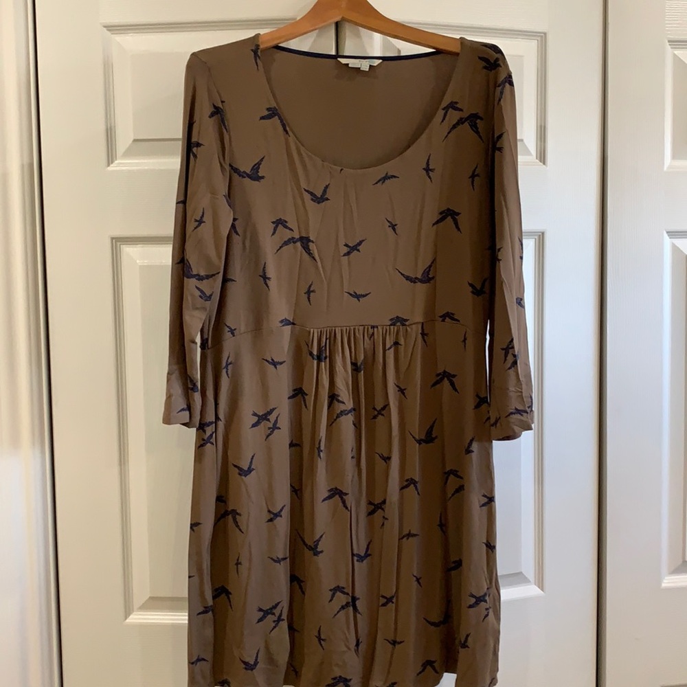 Boden Bird Print Tunic Fall Dress - Size (US) 16R